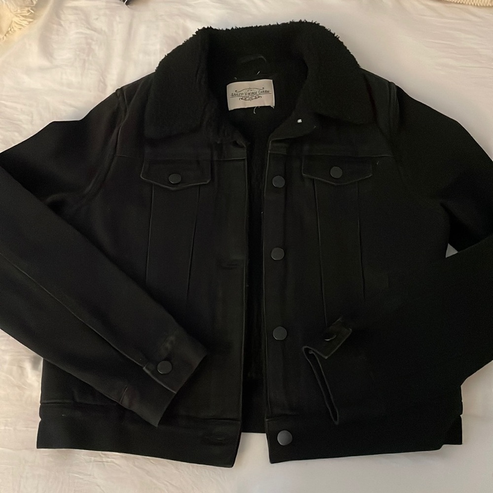 Sherpa Black Jean Jacket